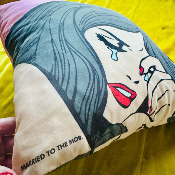 Married to the Mob Graphic Pillow with Red and Black Design - Picture 6 of 8